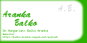 aranka balko business card